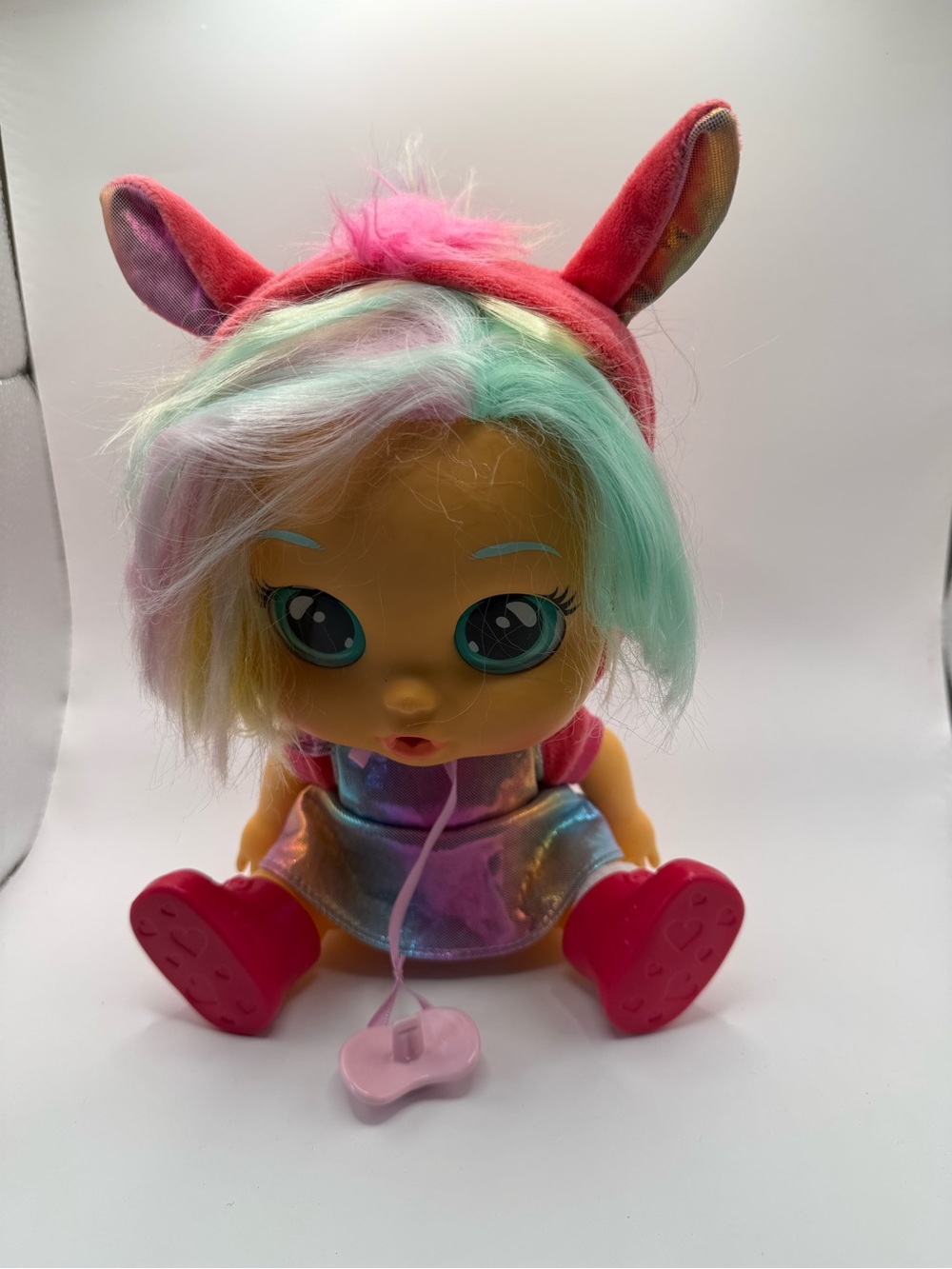 Pastel Rainbow-Haired Baby Doll in Pink Outfit